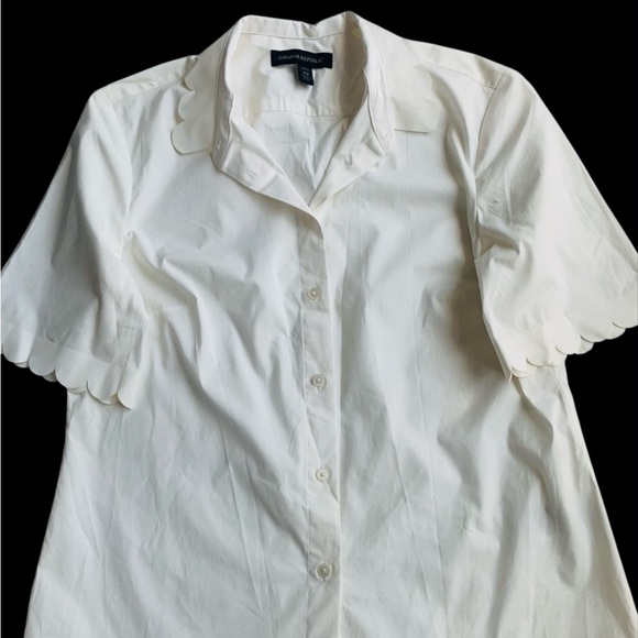 Banana Republic Tops - BANANA REPUBLIC Women's White Scalloped Top-Size PXS